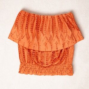 Free People Orange Eyelet Lace Strapless Tube Top – Size S